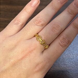 Gold plated stainless steel link ring adjustable